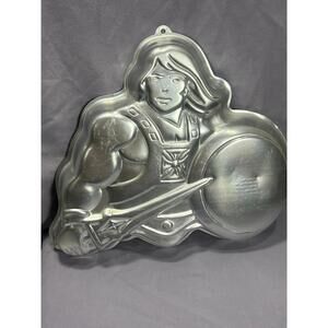 Wilton Cake Pan Superhero Mattel HeMan 1983 Vintage Baking Aluminum Shaped Molds